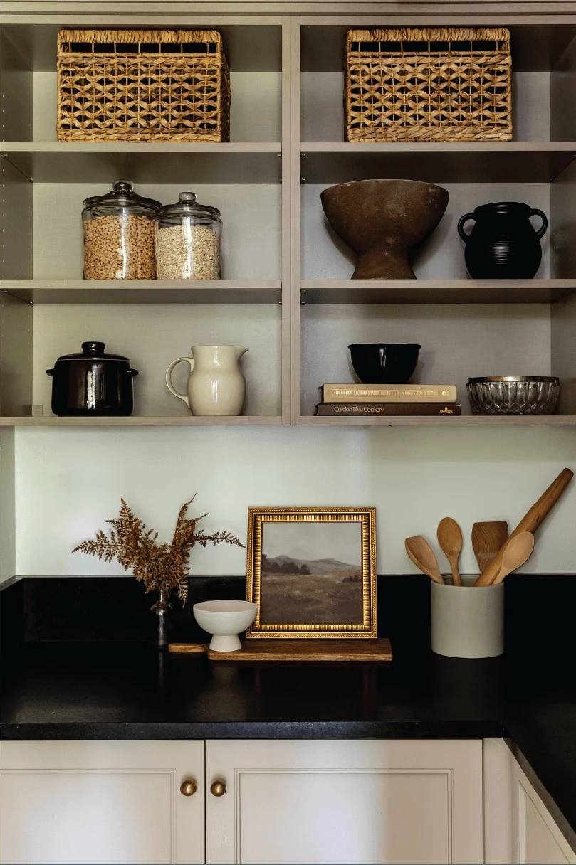 Kitchen shelves and cabinetry detail
